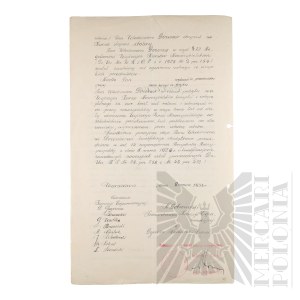 II RP - Copy of the Diploma of Completion of the State Higher Teacher Training Course in Warsaw by Włodzimierz Downar.