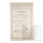 II RP - Zaświadczenie Państwowych Kursów Wakacyjnych dla Nauczycielstwa Szkół Powszechnych Okręg Szkolny Pomorski o Odbyciu Wakacyjnego Kursu Fizycznego dla Włodzimierza Downara.