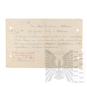II RP - Confirmation of the Submission of Documents by Vladimir Downar. Połoczany.