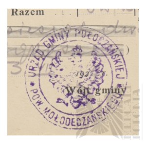 II RP - Receipt for the Year of Obrach 1929 by Włodzimierz Downar. Połoczany.