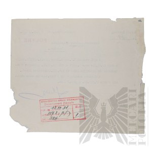 II RP - Letter in the Matter of Sending the Review and Medical Records of Capt. Pilot Jozef Mickiewicz, 3rd Aviation Regiment, Poznań - Ławica.