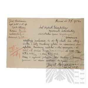 II RP - Wniosek o Wypłatę z Izby Skarbowej kpt. pil. Józefa Mickiewicza, 3 Pułk Lotniczy, Poznań - Ławica.