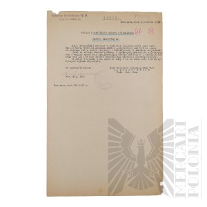II RP - Odpis Opinii o gen. bryg. Jerzy Ferek-Błeszyńskiego. Warszawa