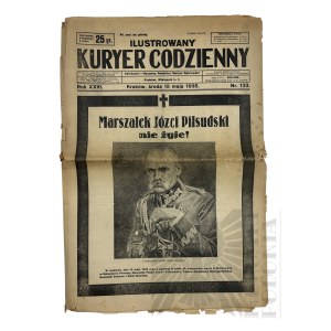 II RP - Ilustrowany Kurier Codzienny z 15 maja 1935 r., Informujący o Śmierci Marszałka Józefa Piłsudskiego, Kraków.