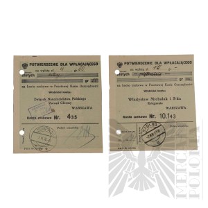 II RP - Zestaw Potwierdzeń Wpłat Dokonanych przez Jerzego Downara.