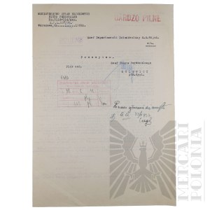 II RP - Copy of the Letter of the Minister of Military Affairs Marshal Jozef Pilsudski to the Commander of the Corps District No. VII in Poznan, in the Matter of Retirement, after Two Air Accidents of Capt. Pilot Jozef Mickiewicz.