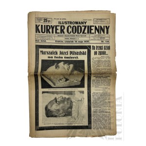 II RP - Ilustrowany Kurier Codzienny z 16 maja 1935 r., Zawiera Zdjęcie Pośmiertne Marszałka Józefa Piłsudskiego, Kraków.