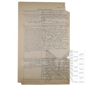 II RP - Świadectwo Wojskowo-Lekarskie kpt. pil. Józefa Mickiewicza.