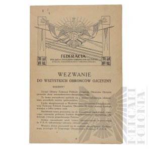 II RP - Broszura Informacyjna Federacji Polskich Związków Obrońców Ojczyzny.