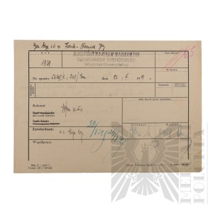 II RP - Wewnętrzny Wniosek Departamentu Intendentury Wydziału Emerytalnego o Przekazanie Akt Służbowych gen. bryg. Jerzego Ferek-Błeszyńskiego.