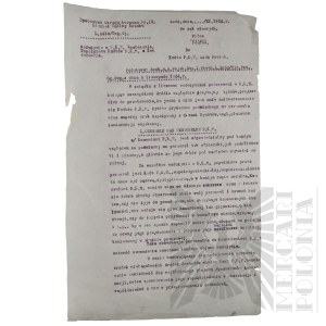 II RP - Secret Letter from the Command of the Corps District No. IV to the Commander of the P.K.U. Łódź-Powiat. The Seal of the P.K.U. Łódź-Powiat can be seen on the Document.