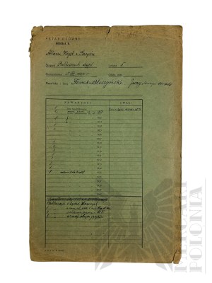 II RP - File (Blank) of the Personal Files of Brig. Gen. Jerzy Ferek - Bleszynski, General Staff Second Branch.