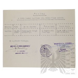 II RP - Excerpt from the Criminal List of Pilot Capt. Joseph Mickiewicz.