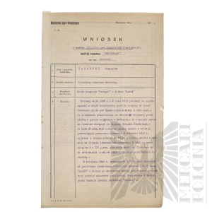 II RP - Application for the award of the Bronze Cross of Merit to Stanislaw Taberski of the 5th Baon of the Border Protection Corps in Luzki.