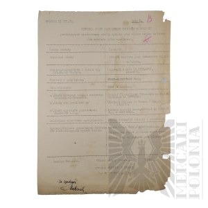 II RP - Odpis Karty Kontroli Stanu Faktycznego Oficerów Zawodowych Oddziału II-go Sztabu Głównego gen. bryg. Jerzego Ferek-Błeszyńskiego.