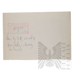 II RP - Certificate of the Ministry of Military Affairs in the Case of Capt. Pilot Joseph Mickiewicz.
