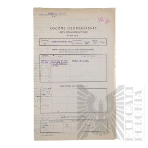 II RP - Roczne Uzupełnienie Listy Kwalifikacyjnej za rok 1925 gen. bryg. Jerzego Ferek-Błeszyńskiego.