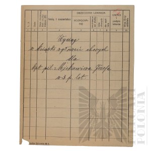 II RP - Excerpt from the Sick Report Book for Pilot Capt. Joseph Mickiewicz.