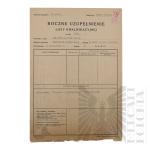 II RP - Roczne Uzupełnienie Listy Kwalifikacyjnej za rok 1931 gen. bryg. Jerzy Ferek-Błeszyński.