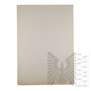 II RP - Copy of the Act of Appointment of Brig. Gen. Jerzy Ferek-Błeszyński to the Position of Undersecretary of State in the Ministry of Religious Denominations and Public Enlightenment. Warsaw.