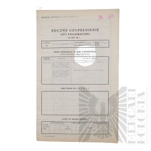 II RP - Roczne Uzupełnienie Listy Kwalifikacyjnej za rok 1924 gen. bryg. Jerzego Ferek-Błeszyńskiego.