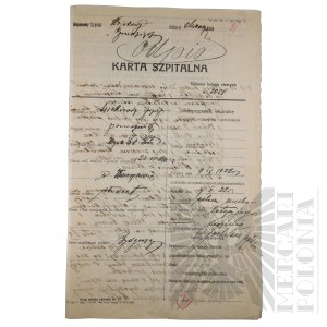 II RP - Karta Szpitalna kpt. pil. Józefa Mickiewicza, Szpital Wojskowy w Grudziądzu.