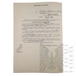 II RP - Karta Konta Emerytalnego kpt. pil. Józefa Mickiewicza, Poznań, Podpis mjra Tadeusza Bergera.