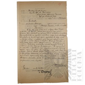 II RP - Protokół Wypadku Lotniczego kpt. pil. Józefa Mickiewicza z 32-ej Eskadry Liniowej, Poznań.