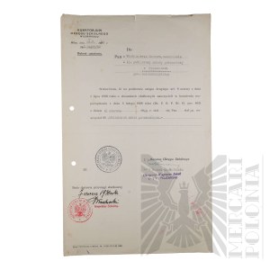 II RP - Pismo Kuratorium Okręgu Szkolnego Wileńskiego o Awansie Włodzimierza Downara na Stanowisko Nauczyciela Stałego.