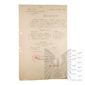 II RP - Odpis Zaświadczenia Kierownictwa Wakacyjnych Kursów Nauczycielskich w Krakowie o Odbyciu Kursu Biologicznego dla Włodzimierza Downara.