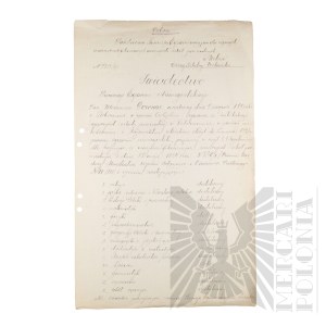 II RP - Copy of the Certificate of the State Examination Commission for Active and Not Qualified Teachers of Common Schools in Vilnius Issued to Vladimir Downar.