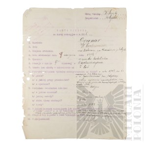II RP - Entry Card for the Vacation Course in the Year 1925 by Vladimir Downar.