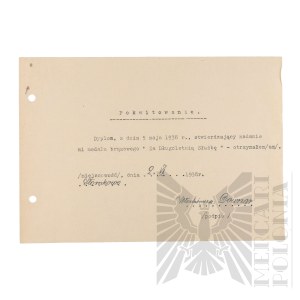 II RP - Receipt of the Diploma for Long Service of Vladimir Downar. Straw.