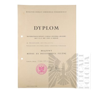 II RP - Diploma of awarding the Bronze Medal for long service to Vladimir Downar.