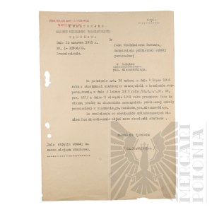 II RP - Odpis Polecenia Przeniesienia Służbowego Włodzimierza Downara.