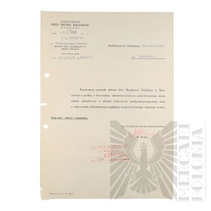 II RP - Letter from the Board of Trustees of the Warsaw District to Wlodzimierz Downar.
