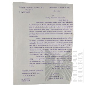 II RP - Odpis Pisma Dywizjonu Żandarmerii Wojskowej nr 2 do Dowódcy Garnizonu Krzemieniec w Biało Krynicy.