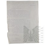 II RP - Odpis Pisma Dywizjonu Żandarmerii Wojskowej nr 2 do Dowódcy Garnizonu Krzemieniec w Biało Krynicy.
