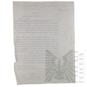 II RP - A copy of the Letter of the Squadron of Military Police No. 2 to the Commander of the Garrison of Krzemieniec in Biała Krynica.