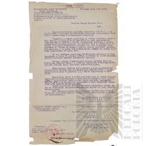 II RP - Odpis z Odpisu Pisma Ministerstwa Spraw Wojskowych do Dowódcy Okręgu Korpusu nr I w Sprawie Zmiany Orzeczenia Komisji Wojskowo Lekarskiej kpt. pil. Antoniego Misejuka Ofiary Zbrodni Katyńskiej. Marszałek Józef Piłsudski.