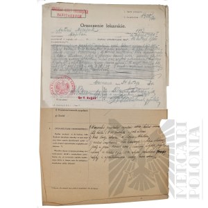 II RP - Orzeczenie Lekarskie wraz z Innymi Dokumentami kpt. pil. Antoniego Misejuka Ofiary Zbrodni Katyńskiej.