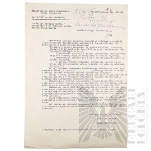 II RP - Letter from the Ministry of Military Affairs to the Commander of the Corps District No. I in the Matter of Amending the Decision of the Military Medical Commission of Capt. Pilot Antoni Misejuk Victim of the Katyn Massacre. Marshal Józef Piłsudski
