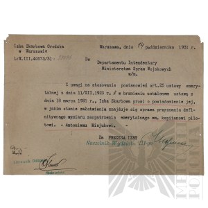 II RP - Letters Concerning the Medical Commission of Capt. Pilot Antoni Misejuk Victim of the Katyn Massacre.
