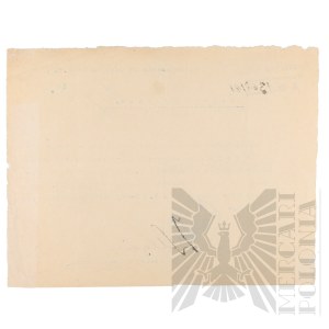 II RP - Zaświadczenie Dowództwa Portu Lotniczego Warszawa-Mokotów Wystawione dla kpt. pil. Antoniego Misejuka ofiara Zbrodnią Katyńskiej. First Aviation and Intelligence Squadron.