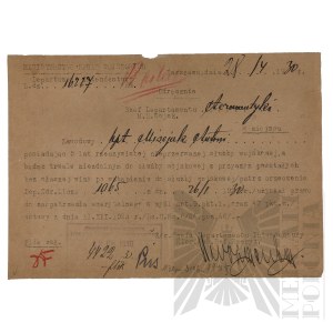 II RP - Pismo Ministerstwa Spraw Wojskowych do Szefa Departamentu Aeronautyki w Sprawie kpt. pil. Antoniego Misejuka Ofiary Zbrodni Katyńskiej.