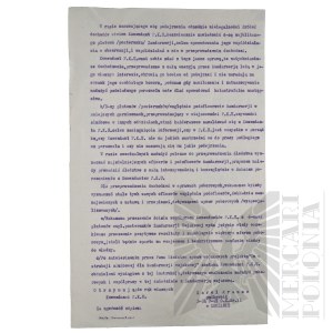 II RP - Copy of the Strictly Secret Order of the Minister of Military Affairs Transmitted by the Commander of Corps District No. II to the Commanders of the P.K.U.
