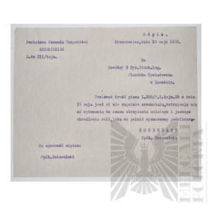 II RP - Poświadczenie Służby Stanisława Siwka. 1 Pułk Piechoty 1 Brygady Legionów. Polski Korpus Posiłkowy. Na Dokumencie Widnieje Pieczęć Centralnego Archiwum Wojskowego - Krzemieniec