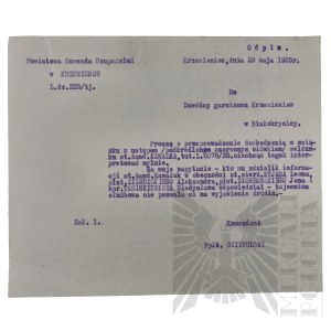 II RP - 2 Odpisy Tajnego Pisma Powiatowej Komendy Uzupełnień w Krzemieńcu do Dowódcy Garnizony Krzemieniec.