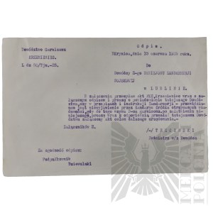 II RP - 2 Copies of the Secret Letter of Command. Gar. In Krzemieniec to the Commander of the 2nd Military Police Squadron.