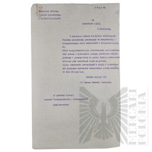 II RP - Odpis Tajnego Pisma Dowódcy 3-ej Dywizji Legionów Placówka Wywiadowcza do Komendanta P.K.U. w Krzemieńcu.